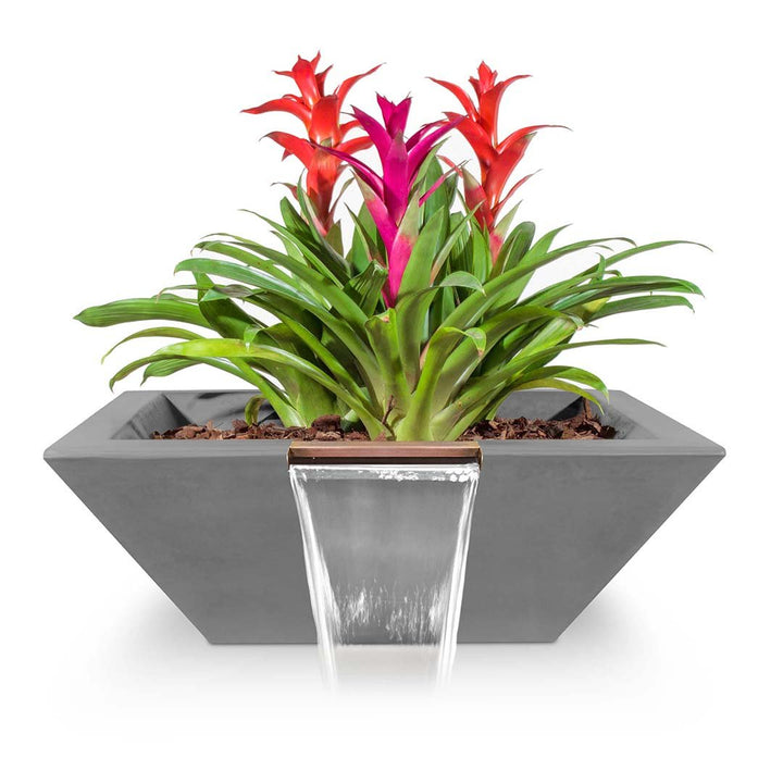 Maya Square Planter & Water Bowl, GFRC Concrete | Water Feature - Natural Gray