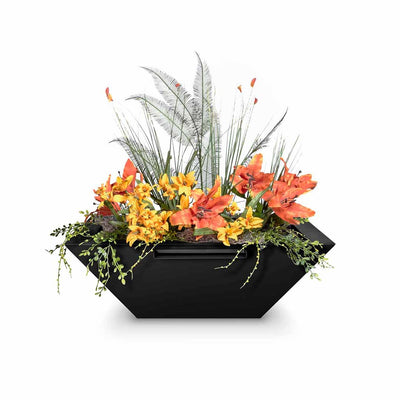 Maya Round Planter & Water Bowl, Powder Coated Metal | Water Feature - Black
