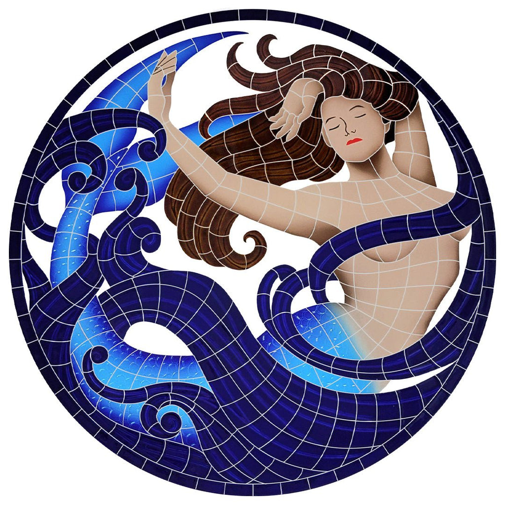 Mermaid Medallion Pool Mosaic | MMERL | Pool Tile Designs