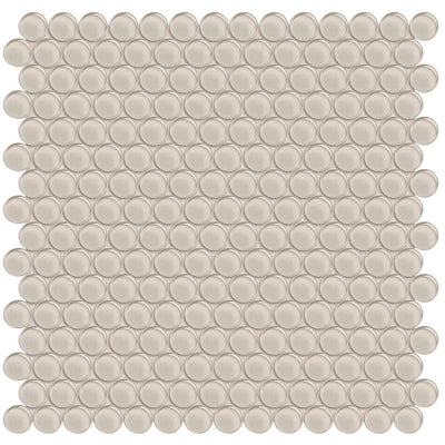 Mist, Penny Round Mosaic | ANAELEMPNRDMIST | Aquatica Glass Tile