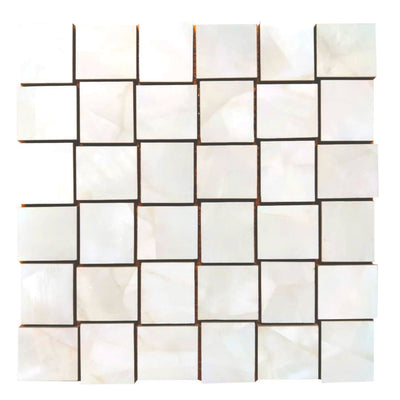 Mother of Pearl Ivory Basketweave Mosaic