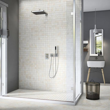 Mother of Pearl-Ivory Polished Basketweave Mosaic