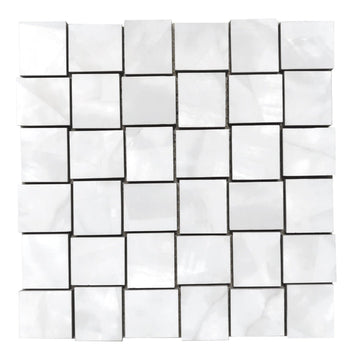 Mother of Pearl Polished Silver Basketweave Porcelain Tile