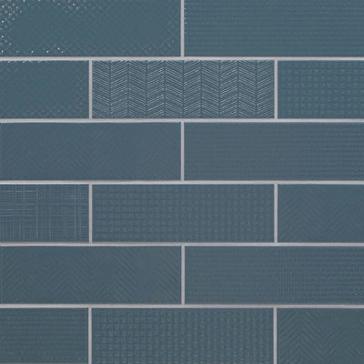 Navy 3D Mix, 4" x 12" Ceramic Tile | Kitchen Backsplash Tile by MSI