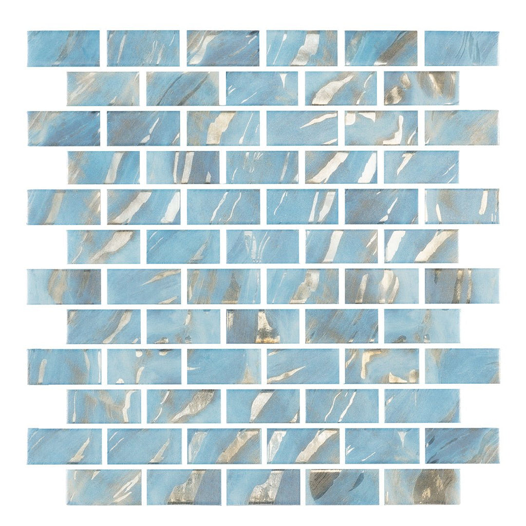 Oasis Blue, 1" x 2" Glass Tile | Pool, Spa, & Kitchen Tile