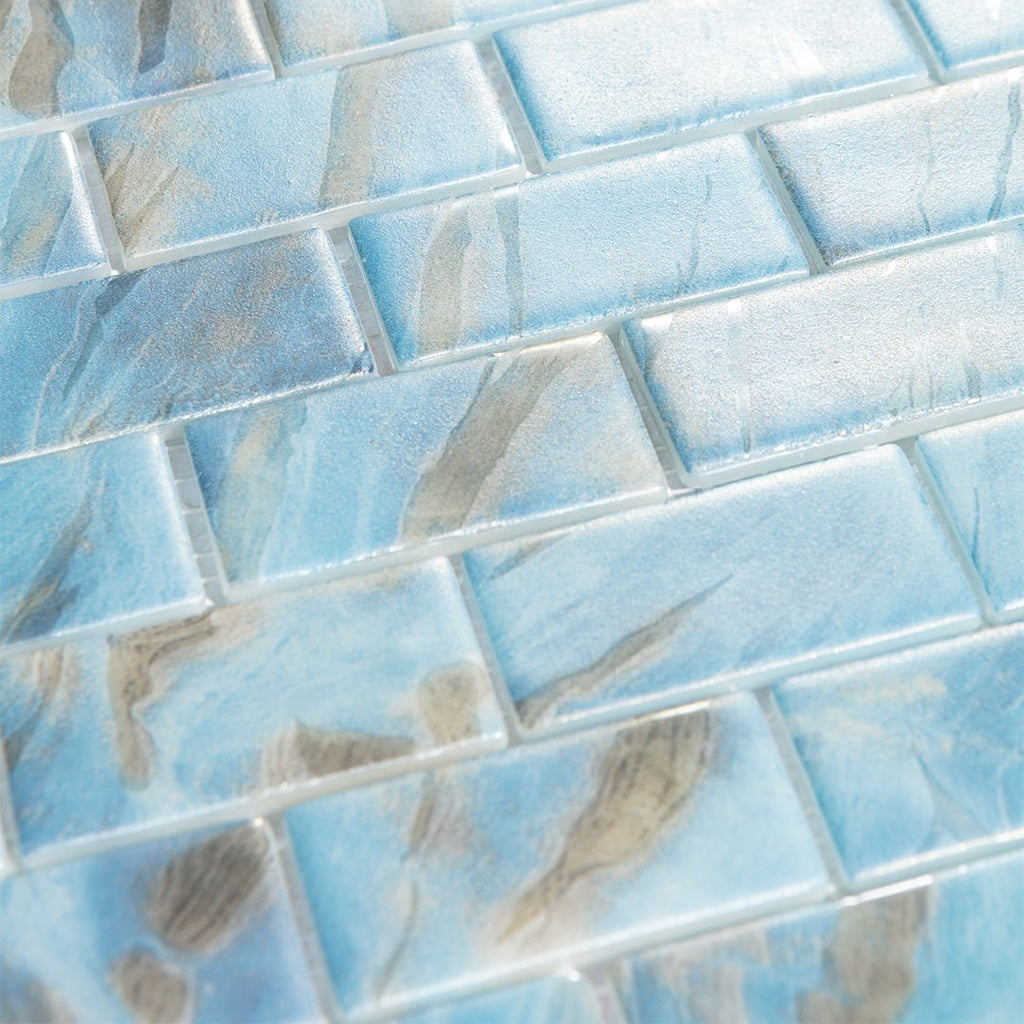 Oasis Blue, 1" x 2" Glass Tile | Pool, Spa, & Kitchen Tile