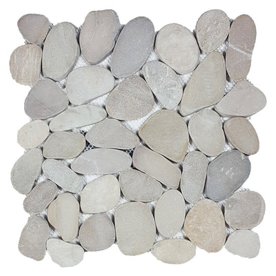Ocean Stone Tan, Pebble Tile | Natural Stone Mosaic Tile by Tesoro
