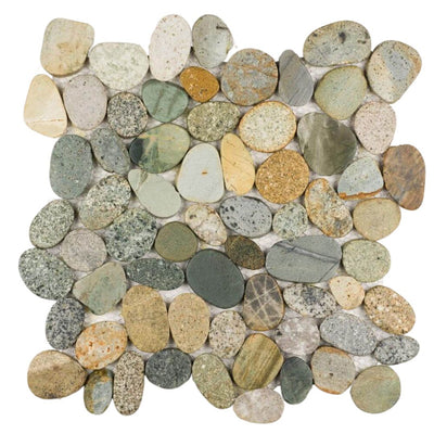 Olive Mix, Pebble Tile | Shaved Pebbles Mosaics | Natural Stone
