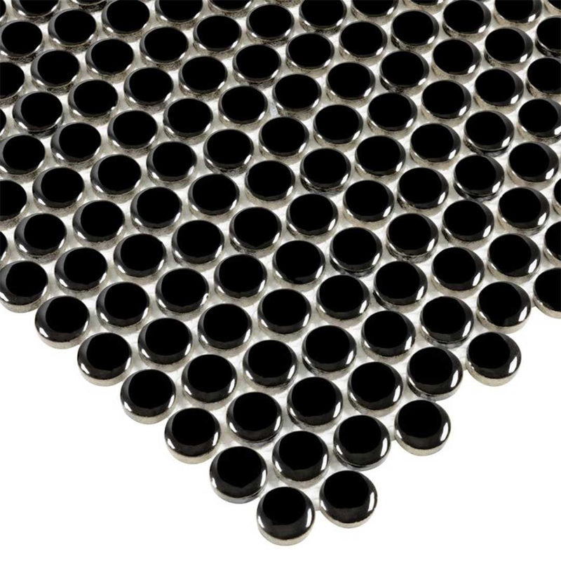 Porcelart Black Glossy, Penny Round | Porcelain Tile Anthology