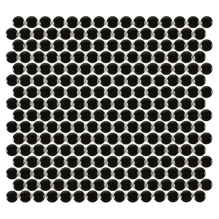 Porcelart Black Glossy, Penny Round | Porcelain Tile Anthology