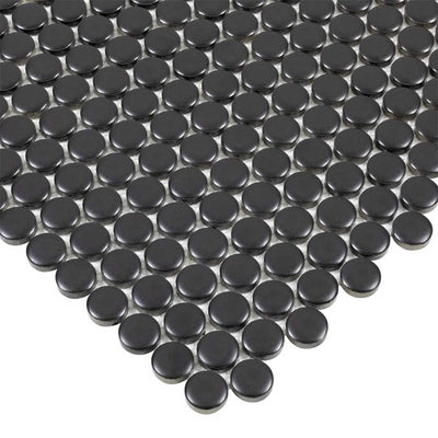 Porcelart Black Matte, Penny Round | Porcelain Tile Anthology