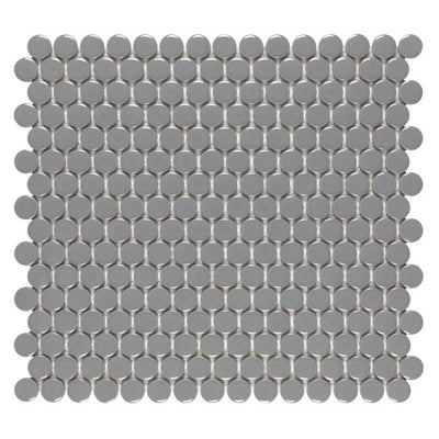Porcelart Gray Glossy, Penny Round | Porcelain Tile Anthology