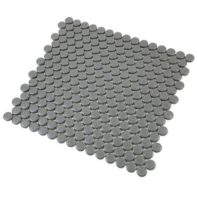 Porcelart Gray Matte, Penny Round | Porcelain Tile Anthology