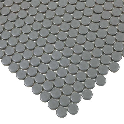Porcelart Gray Matte, Penny Round | Porcelain Tile Anthology