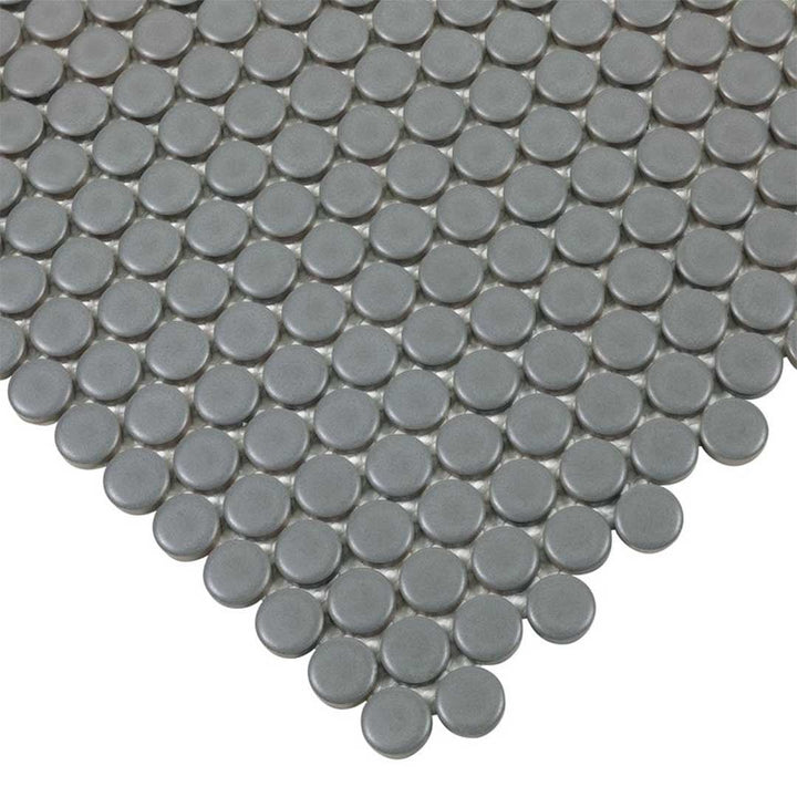 Porcelart Gray Matte, Penny Round | Porcelain Tile Anthology