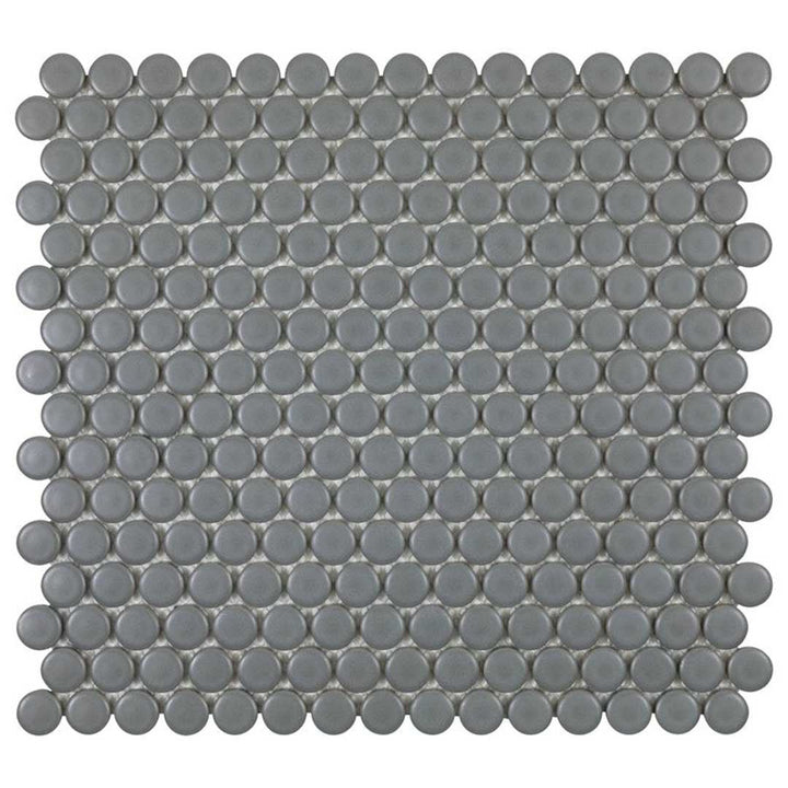 Porcelart Gray Matte, Penny Round | Porcelain Tile Anthology