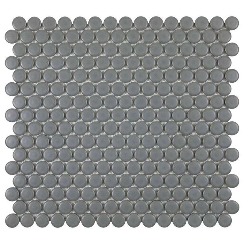 Porcelart Gray Matte, Penny Round | Porcelain Tile Anthology