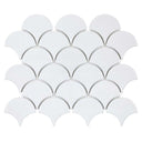 Porcelart White Glossy, Fish Scale Mosaic - Porcelain Tile