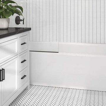 Porcelart White Glossy, Herringbone Mosaic | Porcelain Tile
