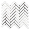 Porcelart White Glossy, Herringbone Mosaic - Porcelain Tile