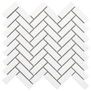 Porcelart White Glossy, Herringbone Mosaic - Porcelain Tile