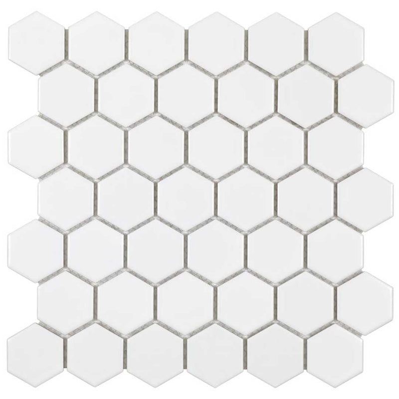 Porcelart White Matte, Hexagon Porcelain Tile | Anthology