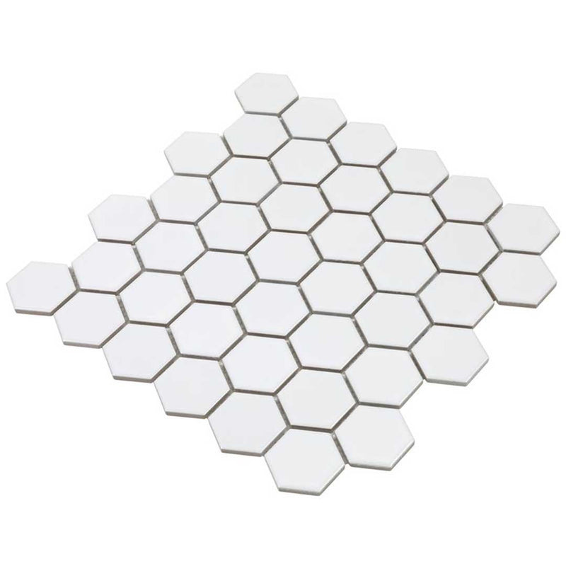 Porcelart White Matte, Hexagon Porcelain Tile | Anthology