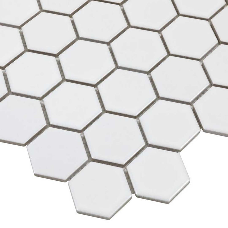 Porcelart White Matte, Hexagon Porcelain Tile | Anthology