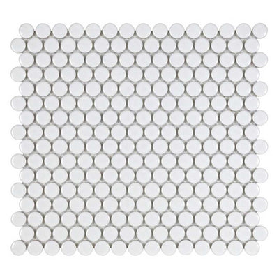 Porcelart White Matte, Penny Round | Porcelain Tile Anthology