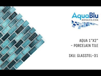 Aqua, 7/8" x 1-7/8" - Porcelain Pool Tile