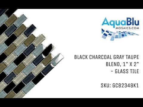 Black Charcoal Gray Taupe Blend, 1" x 2" - Glass Tile