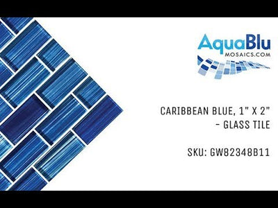 Caribbean Blue, 1" x 2" - Glass Tile