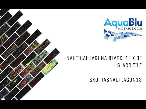 Laguna Black, 1" x 3" - Glass Tile