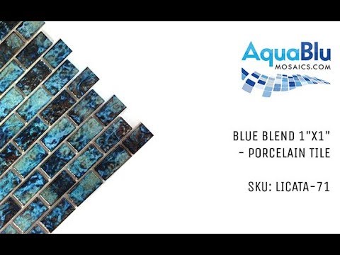 Blue Blend, 1-1/8" x 2-1/4" - Porcelain Pool Tile