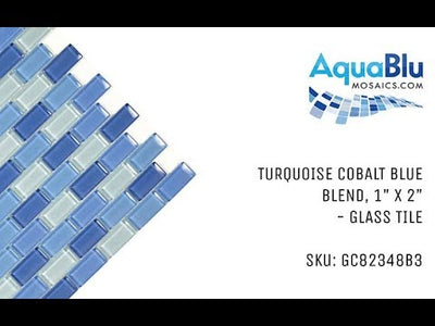 Turquoise Cobalt Blue Blend, 1" x 2" - Glass Tile