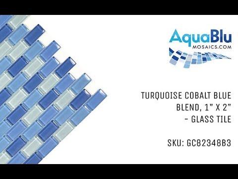 Turquoise Cobalt Blue Blend, 1" x 2" - Glass Tile