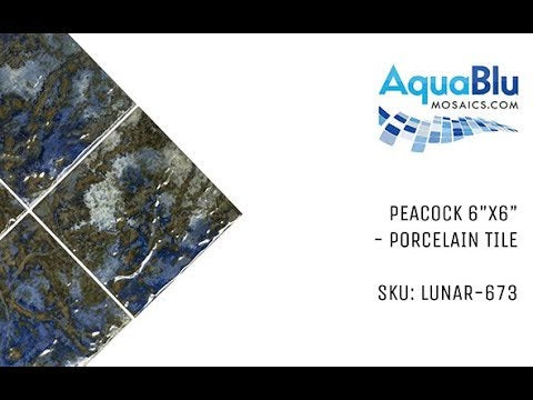 Peacock, 6" x 6" - Porcelain Pool Tile
