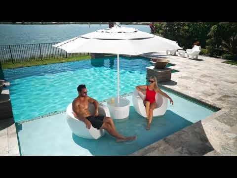 Ripple Wide Table with Umbrella Hole - Pool Accessory