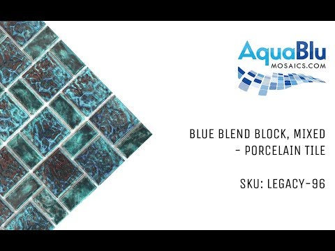 Blue Blend, Random Block - Porcelain Pool Tile