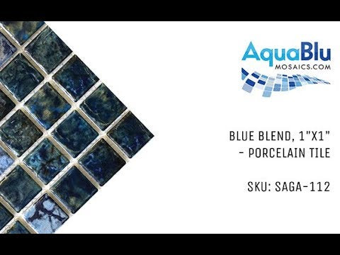Blue Blend, 1-1/8" x 1-1/8" - Porcelain Pool Tile