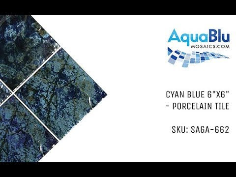 Cyan Blue, 6" x 6" - Porcelain Pool Tile