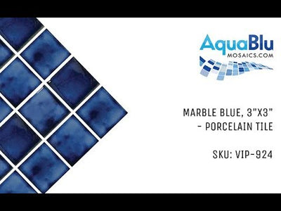 Marble Blue, 3" x 3" - Porcelain Pool Tile