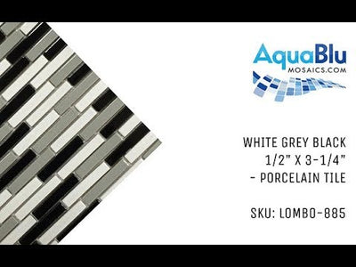White-Gray-Black, 1/2" x 3-1/4" - Porcelain Pool Tile