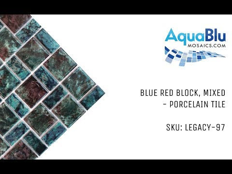 Blue-Red Mix, Random Block - Porcelain Pool Tile