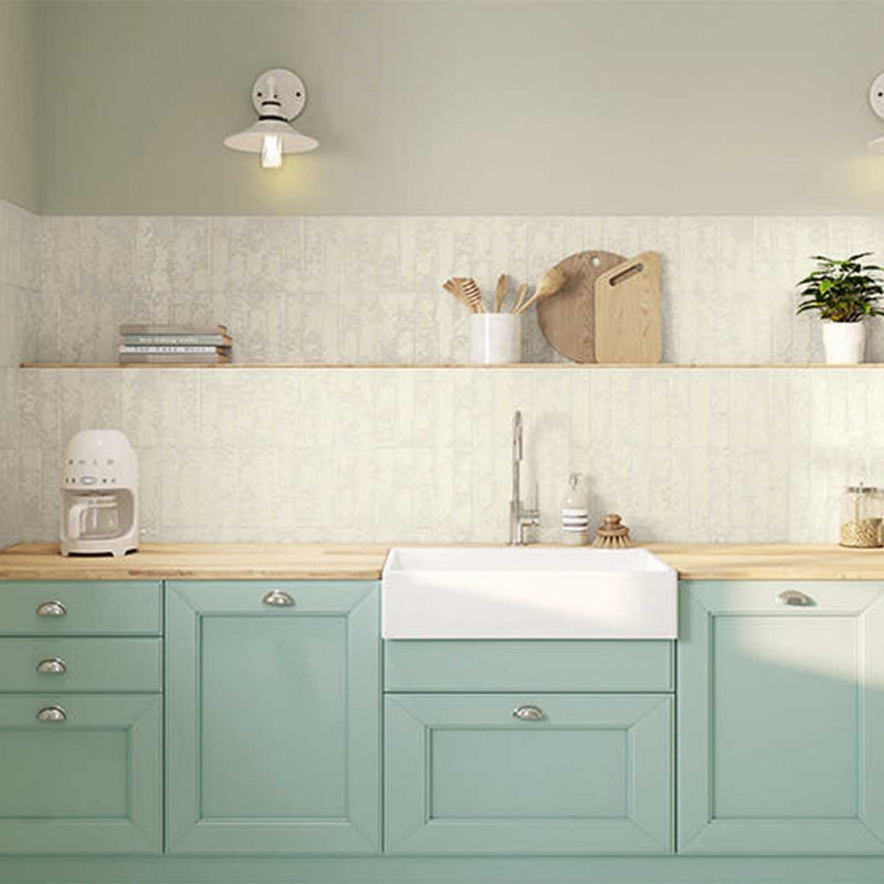 Pukka Rice Cream, 2.5" x 10" Ceramic Tile | Kitchen Backsplash Tile