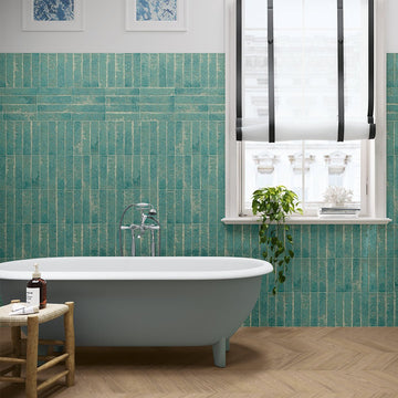 Pukka Teal Blue, 2.5" x 10" Ceramic Tile | Kitchen Backsplash Tile