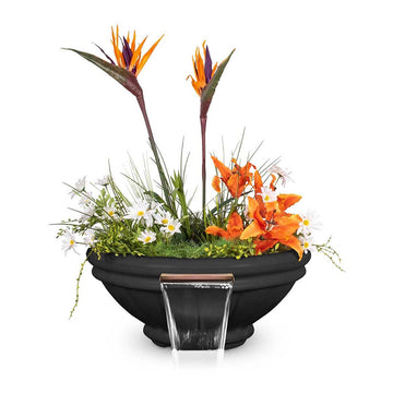 Roma Round Planter & Water Bowl, GFRC Concrete | Water Feature - Black