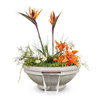 Roma Round Planter & Water Bowl, GFRC Concrete | Water Feature - Ash