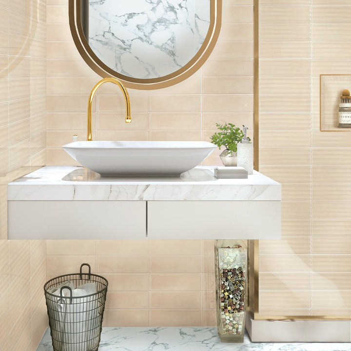 Rosa Groove, 4" x 12" Porcelain Tile | Floor & Wall Tile by IWT