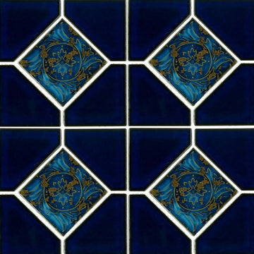 Royal Blue Akron, 6" x 6" Deco | AMBON-6 | Fujiwa Porcelain Pool Tile